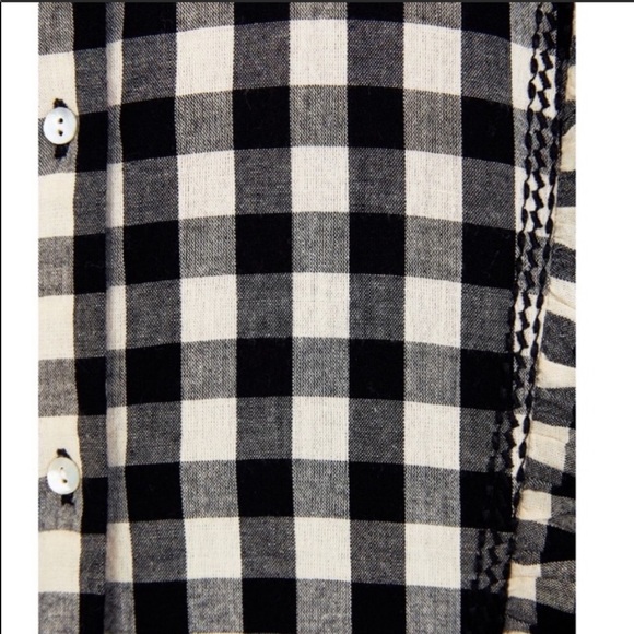 NWT Zara Checked Frilled Top - Picture 6 of 8